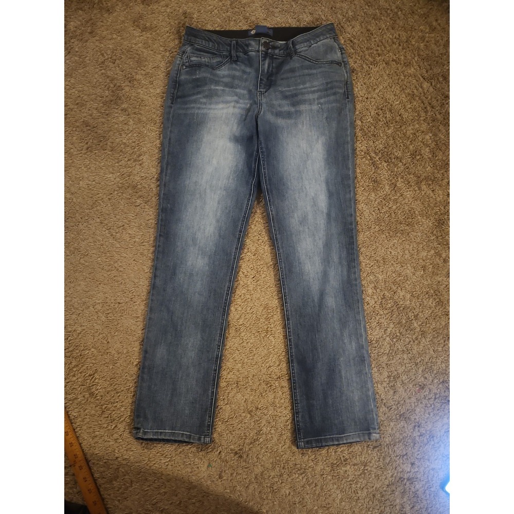 Democracy Ab Solution Straight Jeans Womens 8 Blue Light Wash Mid Rise Stretch